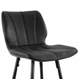 Elama ELM-799-37B-BLK 2 Piece Vintage Faux Leather Bar Chair In Black 