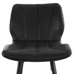 Elama ELM-799-37B-BLK 2 Piece Vintage Faux Leather Bar Chair In Black 