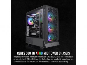 Thermaltake CA-1X5-00M1WN-00 Ceres 500 Black Mid Tower Case