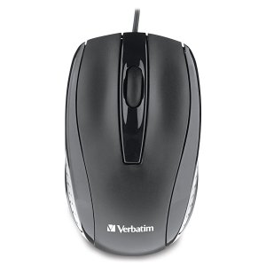 Verbatim 70733 Corded Optical Mouse - Black - Optical - Cable - Black 