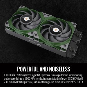 Thermaltake CL-F117-PL12RG-A Toughfan 12 2000 Pwm Case Fan, Green