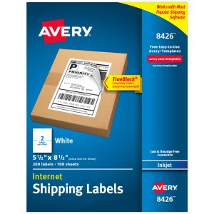 Avery AVE 8426 Averyreg; Trueblock Shipping Labels - 5 12 Width X 8 12