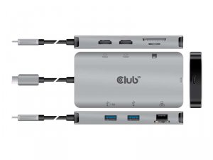 Club CSV-1593 Usb 3.2 Gen1 Type-c 8-in-1 Hub - 2 Hdmi, 2 Usb-a, Rj45, 