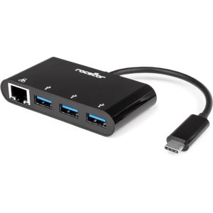 Rocstor Y10A251-B1 3 Port Usb C Hub With Gbe Rj45