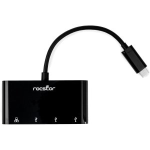 Rocstor Y10A251-B1 3 Port Usb C Hub With Gbe Rj45