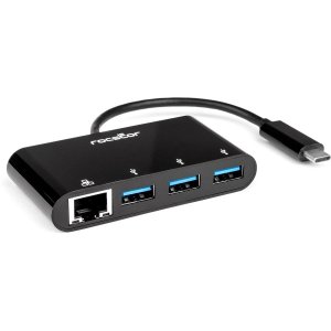 Rocstor Y10A251-B1 3 Port Usb C Hub With Gbe Rj45