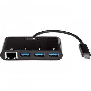 Rocstor Y10A251-B1 3 Port Usb C Hub With Gbe Rj45