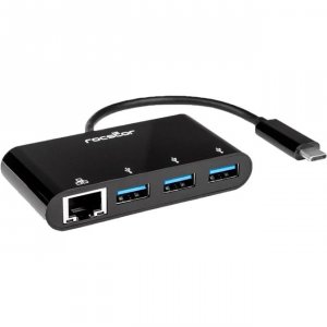 Rocstor Y10A251-B1 3 Port Usb C Hub With Gbe Rj45