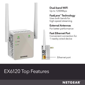 Netgear EX6120-100NAS Ex6120 Ieee 802.11ac 1.17 Gbits Wireless Access 