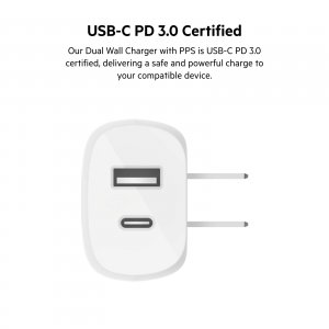 Belkin WCB007DQ1MWH-B5 37w Usb Pd Wall Chgr Wpps,wh Wpvc, C-ltg, 1m, W