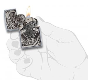 Zippo 29266 Harley-davidson Street Chrome Motor Flag Lighter