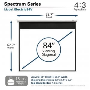 Elitescreens ELECTRIC84V 84 Electric Screen White Top