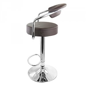 Elama ELM-709-BRN 2 Piece Faux Leather Retro Adjustable Bar Stool In B