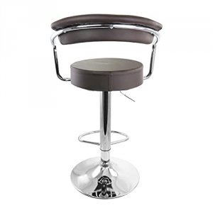 Elama ELM-709-BRN 2 Piece Faux Leather Retro Adjustable Bar Stool In B