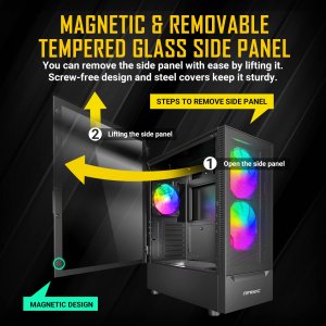 Antec NX410 Cs  Mid Tower Tempered Glass 2x140mm Argb Fan Black Retail