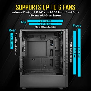 Antec NX410 Cs  Mid Tower Tempered Glass 2x140mm Argb Fan Black Retail