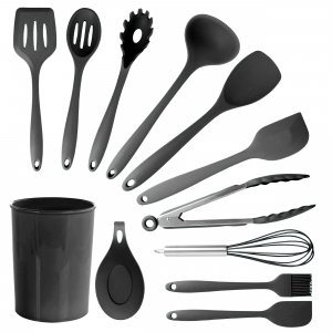 Megachef MGSP-812 Black Silicone Cooking Utensils, Set Of 12