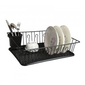 Megachef DR-104 17.5 Inch Black Dish Rack With 14 Plate Positioners An