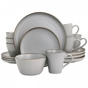 Elama ELM-LOUIS16 Louis 16 Piece Stoneware Dinnerware Set In Matte Sla