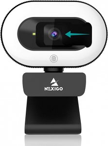 Nexigo N930E Streamcam  With Software, 1080p Webcam With Ring Light An