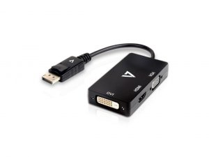 V7 V7DP-VGADVIHDMI-1E Displayport Adapter (m) To Vga, Hdmi Or Dvi (f) 