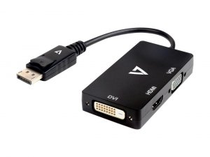 V7 V7DP-VGADVIHDMI-1E Displayport Adapter (m) To Vga, Hdmi Or Dvi (f) 