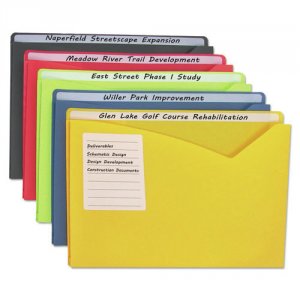 C-line CLI 63060 Write-on Poly File Jackets - Assorted Colors, 11 X 8-