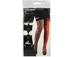 Bulk AB798 Dc Batman Arkham Knight Thigh High Black And Red Fishnet So