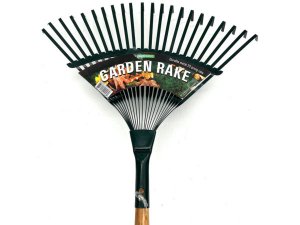 Bulk GA039 22-prong Wood-handle Garden Rake