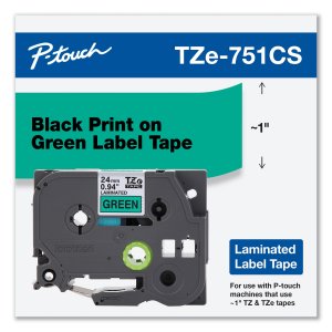 Brother TZE751CS Tape Cass. (tze-751 Blackgreen Bulk)