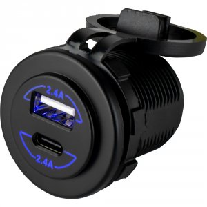 Seadog 426516-1 Sea-dog Round Dual Usb Amp; Usb-c Power Socket