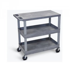 Luxor EC211-G Gray Ec211 18x32 Cart With 2 Tub Shelves And 1 Flat Shel