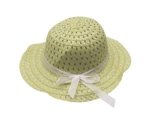 Bulk AC486 Yellow Straw Childrens Bonnet Hat