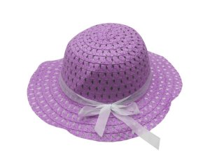 Bulk AC485 Purple Straw Childrens Bonnet Hat