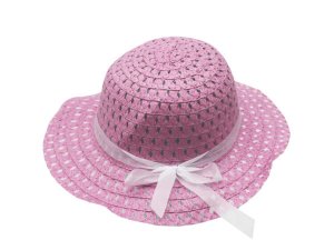 Bulk AC487 Pink Straw Childrens Bonnet Hat