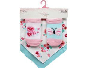 Bulk AC533 Marilyn Monroe Baby 4 Piece Sock And Bandana Bib Set In Flo