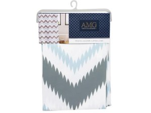 Bulk AC577 Amg Bath Collection 70quot; X 72quot; Blue Zig Zag Print Pe