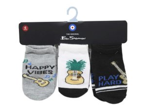 Bulk AC538 Ben Sherman 6 Pack Baby Guitar Themed Socks For Ages 12-24 