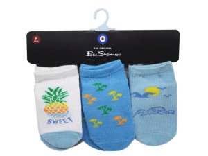 Bulk AC549 Ben Sherman 6 Pack Infant Tropical Themed Socks For Ages 0-