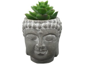 Bulk GA103 Decorative Buddha Head Statue Planter With Fake Plants And 