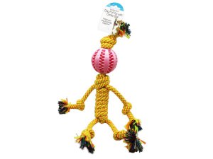 Bulk GA106 Knotted Doll Dog Pull Toy With Center Ball