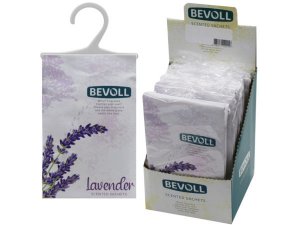 Bulk AC286 Bevoll Lavender Scented Hanging Sachet Bag In Pdq Display