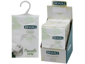 Bulk AC287 Bevoll Marseille Scented Hanging Sachet Bag In Pdq Display