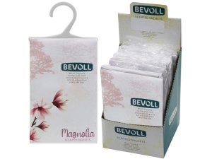 Bulk AC288 Bevoll Magnolia Scented Hanging Sachet Bag In Pdq Display