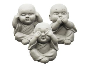 Bulk GA105 3.5quot; Decorative Happy Buddha See Speak Hear No Evil Sta