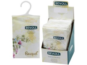 Bulk AC290 Bevoll Bouquet Scented Hanging Sachet Bag In Pdq Display