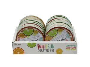 Bulk AC665 Citrus Slices 6pc Coaster Set In Countertop Display