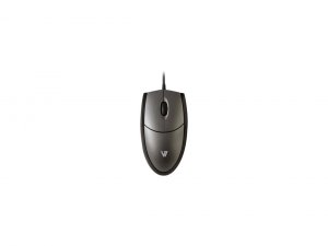 V7 QR9313 Full Size Usb Optical Mouse - Optical - Cable - Black, Silve