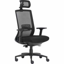 Lorell LLR 03209 Mesh Task Chair - Fabric, Memory Foam Seat - Black - 