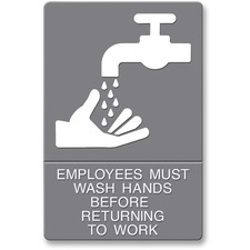 Donghe HDS 4726 Headline Signs Employees Wash Hands Sign - 1 Each - Em